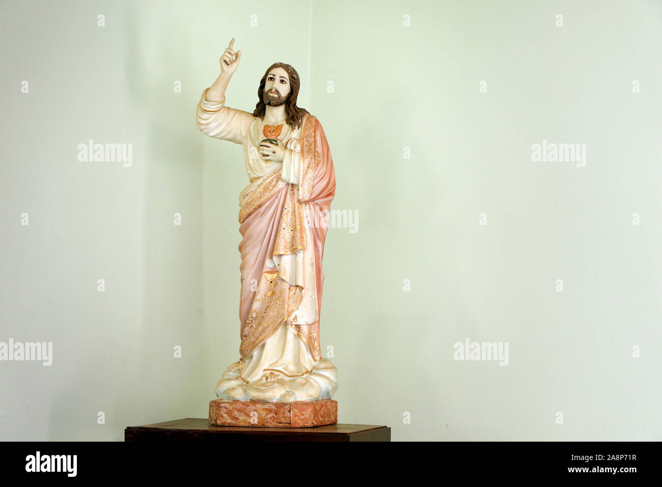 Statue représentant le sacré Cœur de Jésus Christ - symbole Catholique Banque D'Images