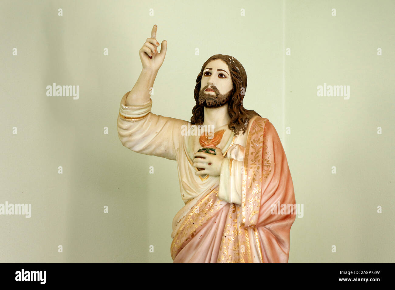 Statue représentant le sacré Cœur de Jésus Christ - symbole Catholique Banque D'Images