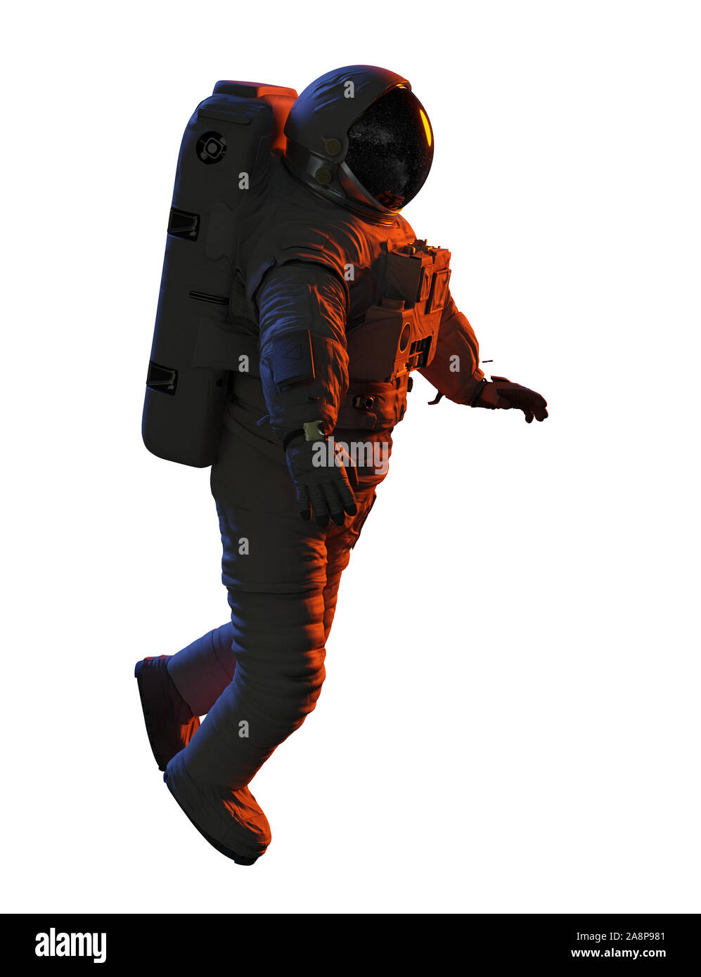 Astronaute dans l'espace, isolé sur fond blanc Banque D'Images