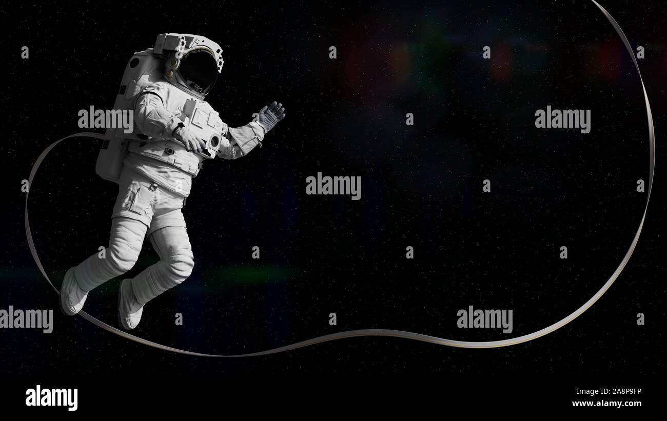 Brandissant des astronautes lors de sorties extravéhiculaires Banque D'Images