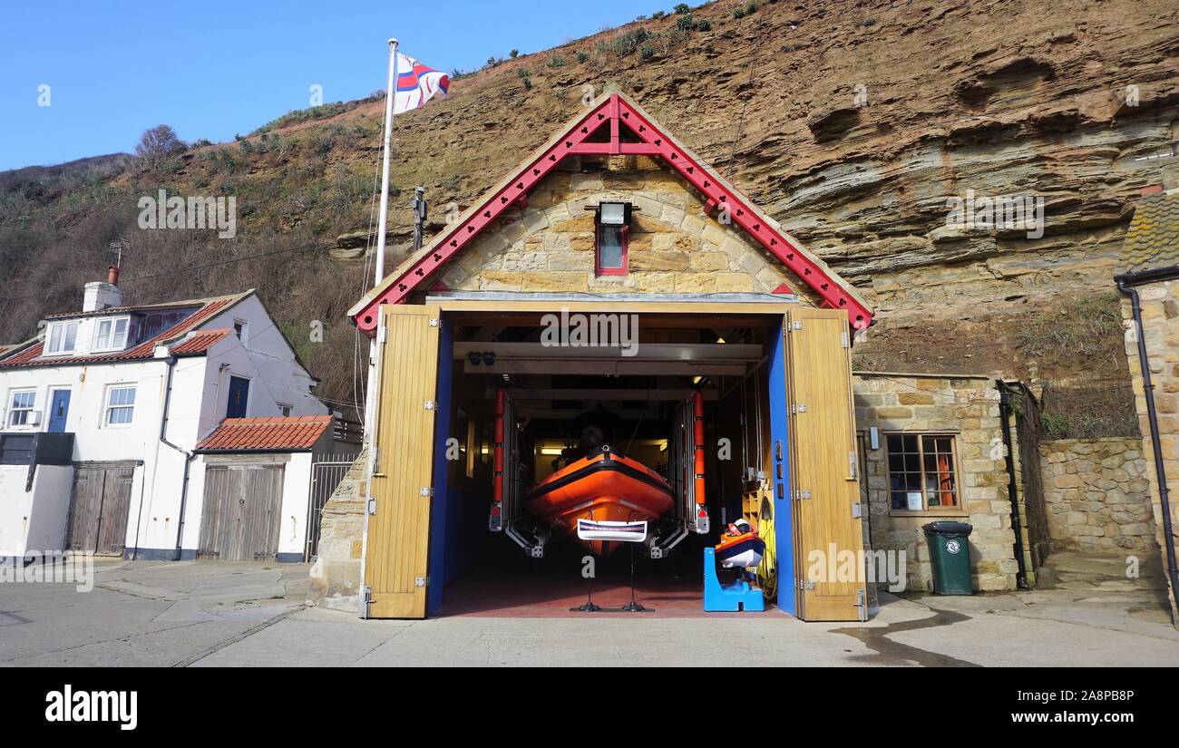 Station RNLI, Staithes, North Yorkshire, UK Banque D'Images