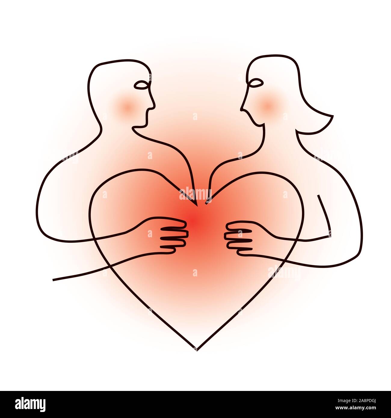 Couple Silhouette Coeur Dans L Amour Kawaii Dessins Animes Image Vectorielle Stock Alamy