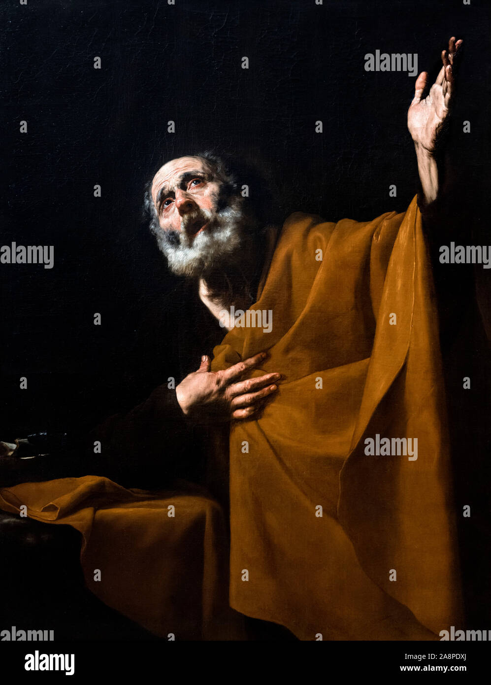Le pénitent St Peter par Jusepe DE RIBERA (José de Ribera : c.1591- 1652), huile sur toile, 1628-32 Banque D'Images