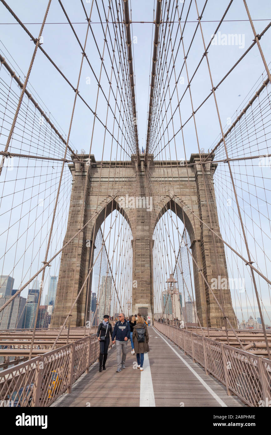 Pont de Brooklyn, New York City, États-Unis d'Amérique. Banque D'Images