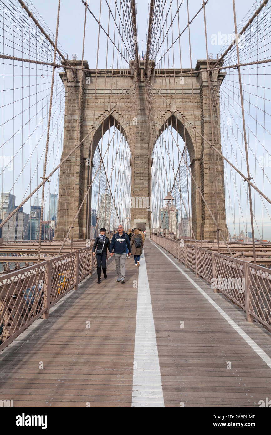 Pont de Brooklyn, New York City, États-Unis d'Amérique. Banque D'Images