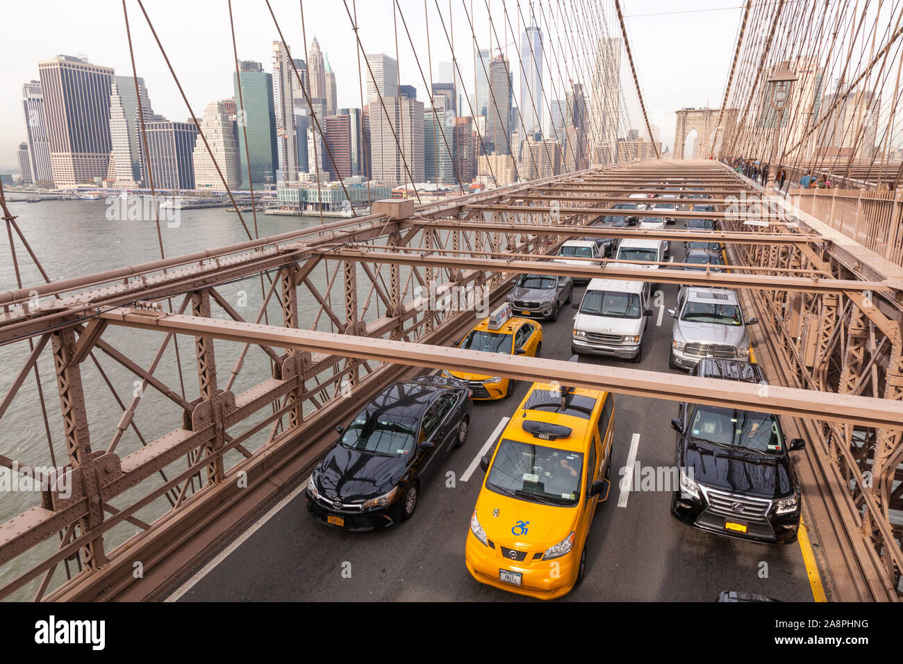 Pont de Brooklyn, New York City, États-Unis d'Amérique. Banque D'Images