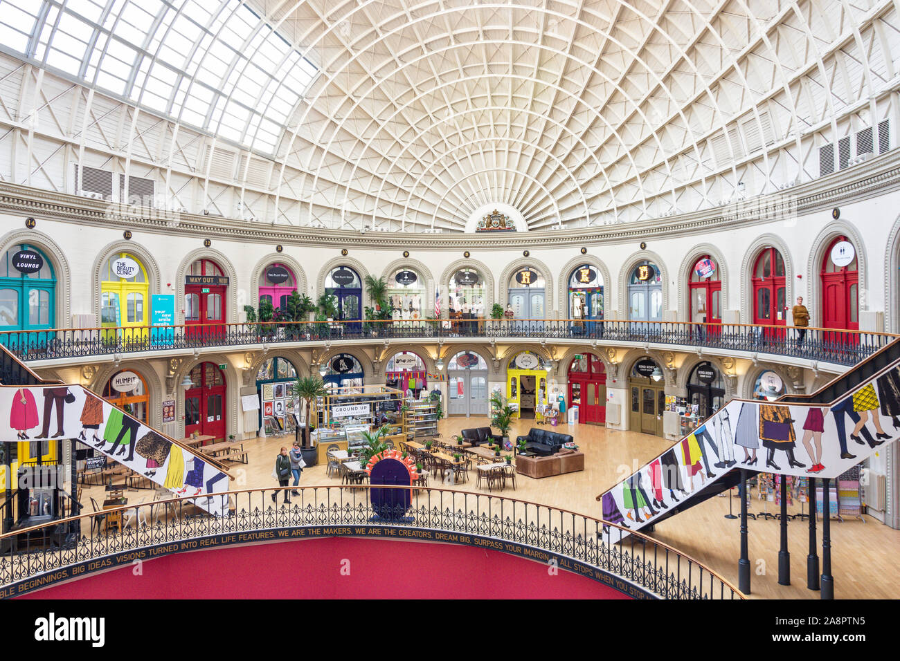 Dôme intérieur de Leeds Corn Exchange, appeler Lane, Leeds, West Yorkshire, England, United Kingdom Banque D'Images
