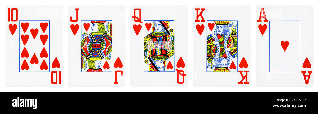 Coeurs Répondre à des cartes à jouer, ensemble : As, Roi, Dame, Valet et  dix - isolé sur blanc Photo Stock - Alamy