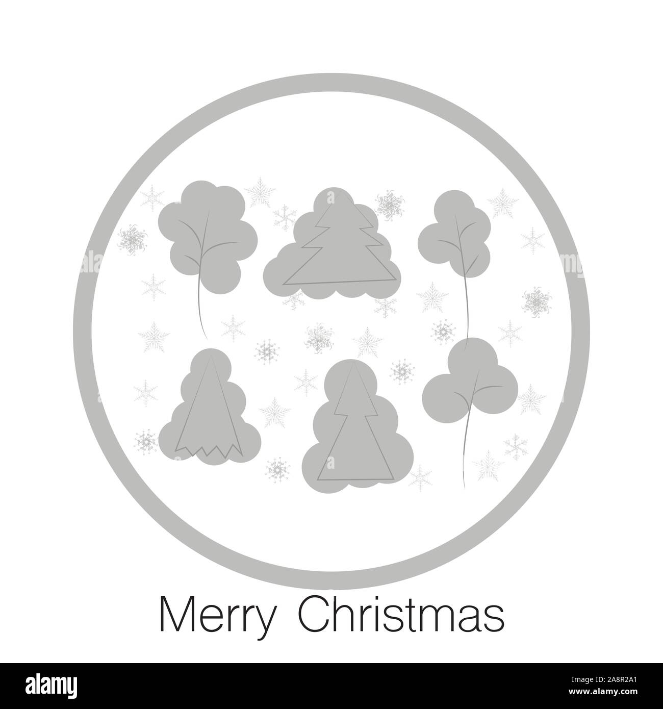 Carte postale de Noël Nouvel An des arbres et les flocons. Maison de vacances d'hiver heureux avec décor peint la nature des éléments. Illustration vecteur de conception d'arrière-plan Illustration de Vecteur