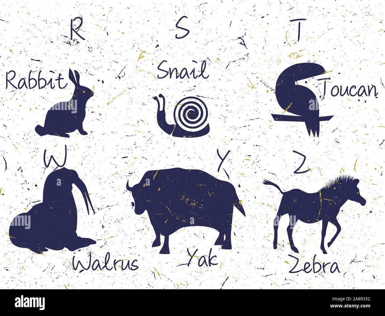 Avec des animaux Alphabet sillhouette. Comprenaient le nom, la police, les lettres. ABC pour enfants avec des animaux mignons personnages. Illustration vectorielle, isolé sur blanc retour Illustration de Vecteur