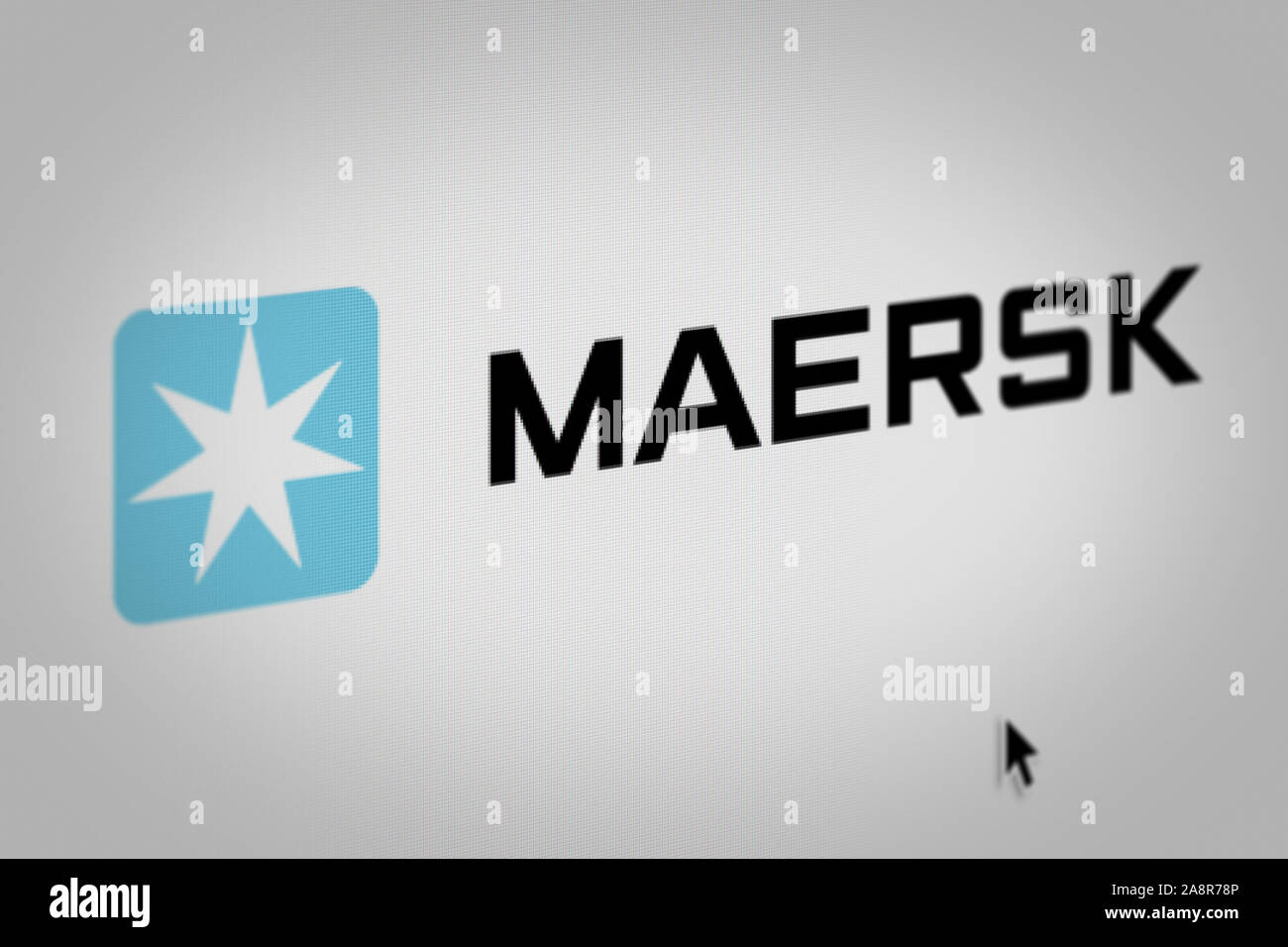 Logo de l'entreprise publique A.P. Møller - Mærsk affichée sur un écran d'ordinateur en gros plan. Credit : PIXDUCE Banque D'Images