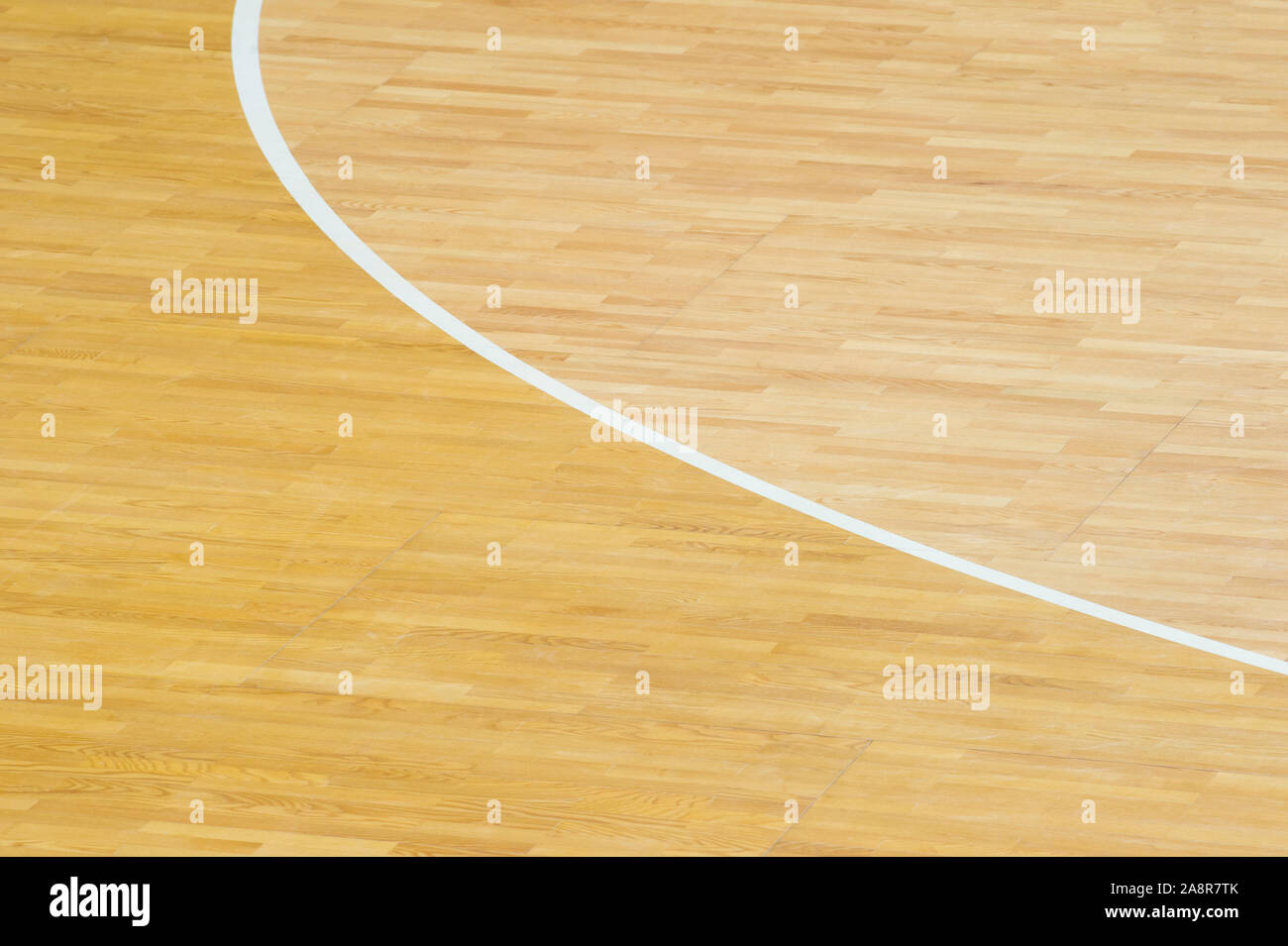 Plancher en bois volley-ball, basket-ball, badminton, futsal, handball avec effet de lumière sol plancher de salle de sport avec la ligne Lignes de marquage sur sol en bois Banque D'Images