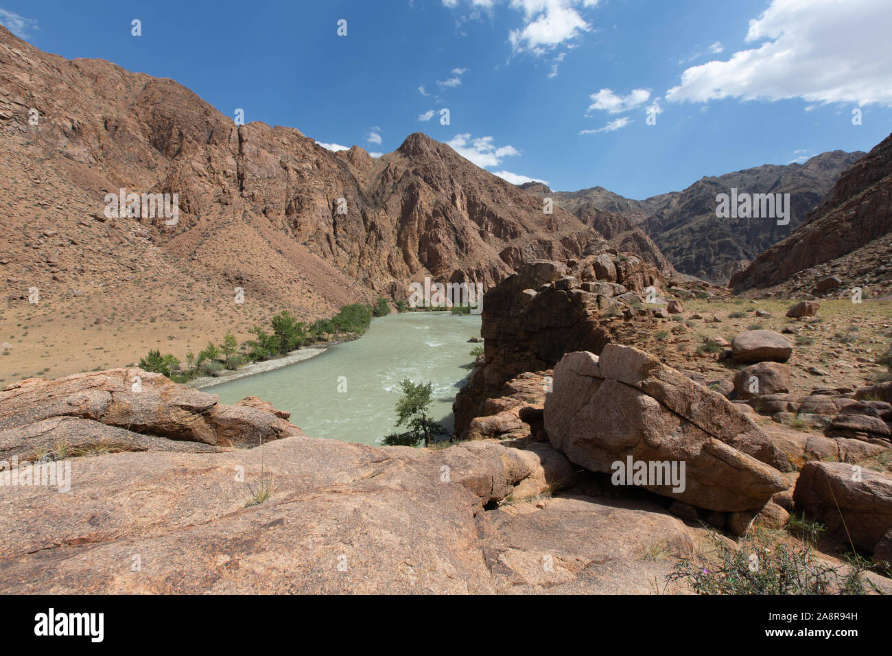 Paysages de la Mongolie, Hovd river Banque D'Images