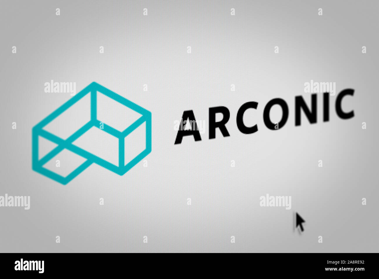 Logo de l'entreprise public Arconic Inc. affiché sur un écran d'ordinateur en gros plan. Credit : PIXDUCE Banque D'Images