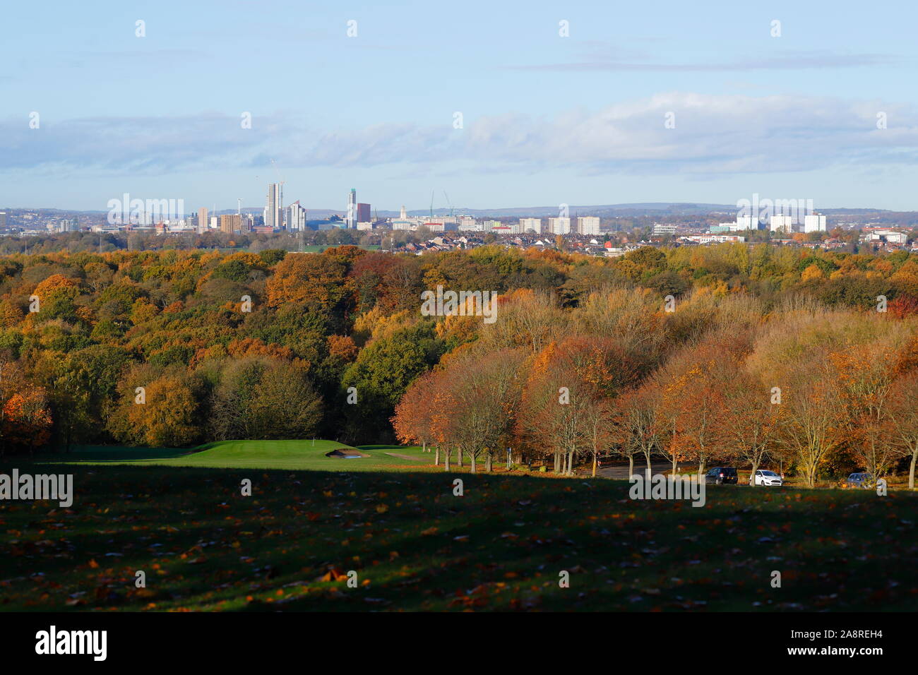 Un magnifique paysage de Leeds City de Temple Newsam golf course.Altus maison sera le plus grand bâtiment dans le Yorkshire une fois que c'est terminé Banque D'Images