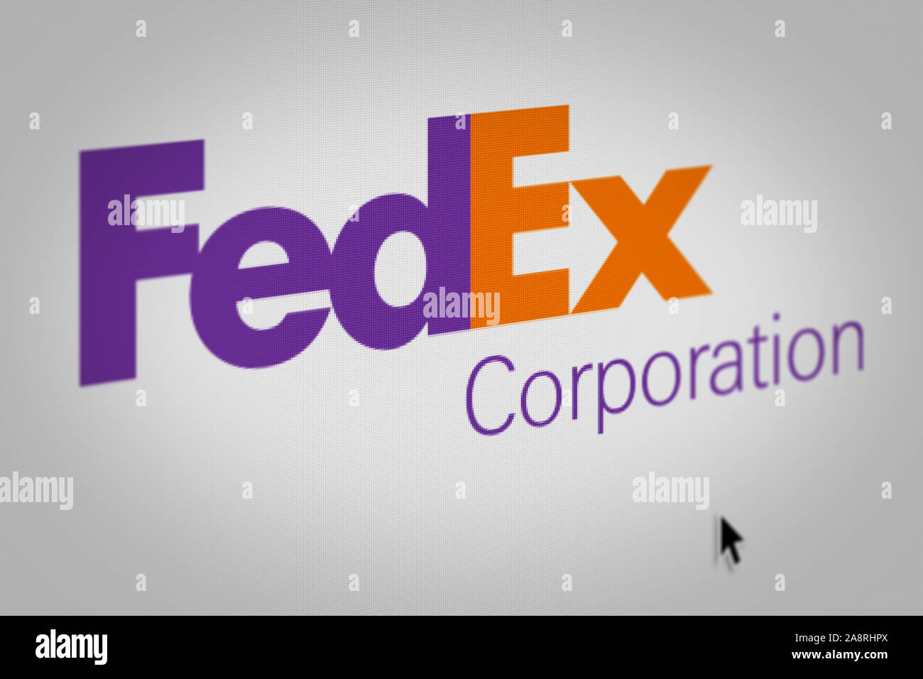 Logo de l'entreprise publique FedEx Corporation affichée sur un écran d'ordinateur en gros plan. Credit : PIXDUCE Banque D'Images