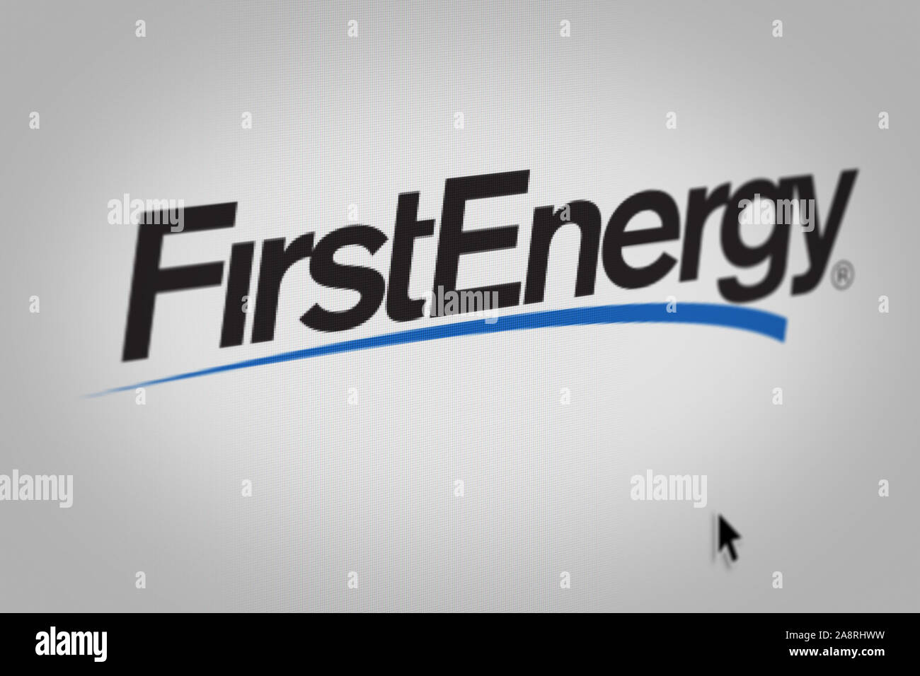 Logo de l'entreprise publique FirstEnergy Corp affichée sur un écran d'ordinateur en gros plan. Credit : PIXDUCE Banque D'Images
