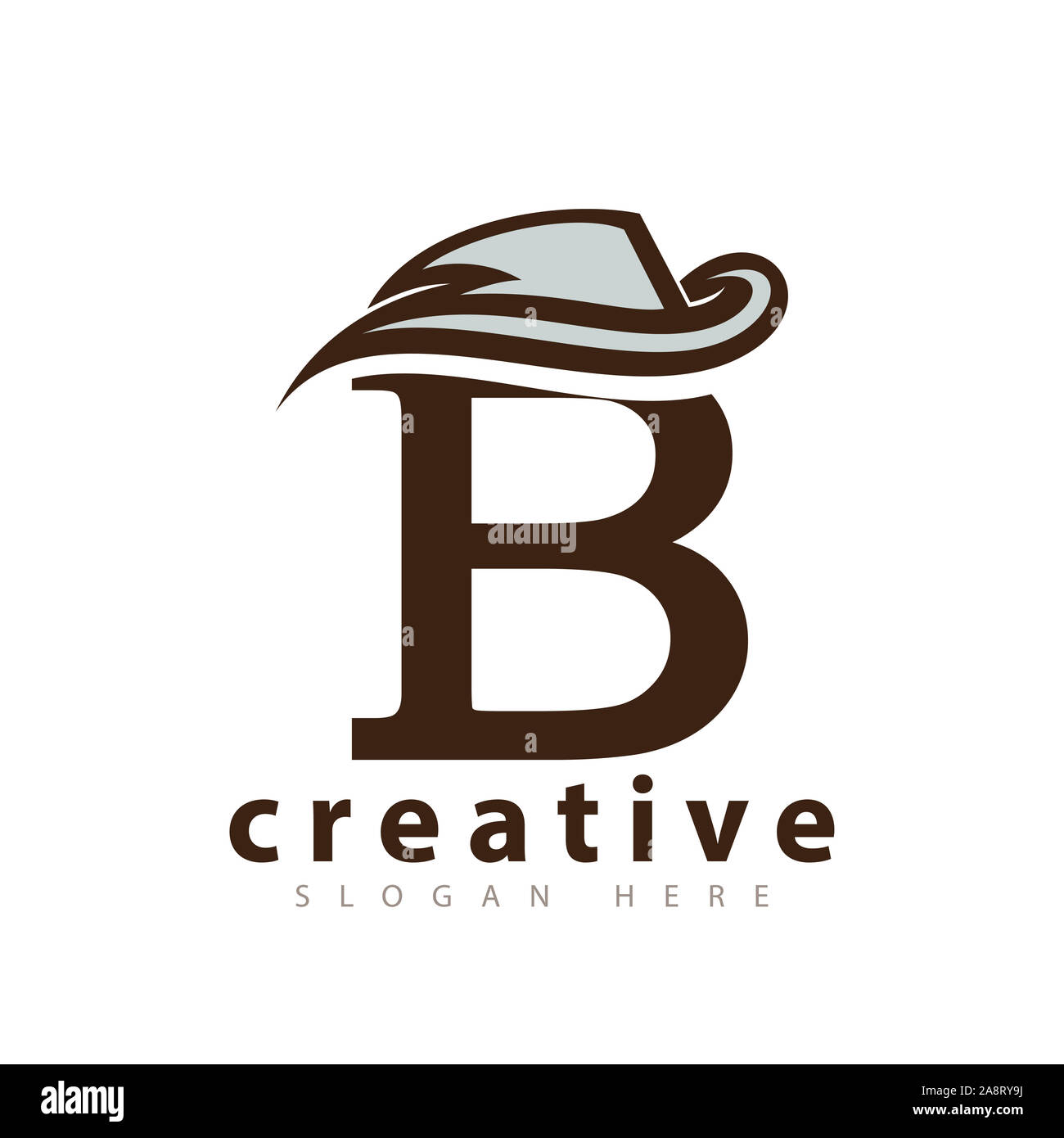 B lettre avec logo vector icône cowboy hat Banque D'Images