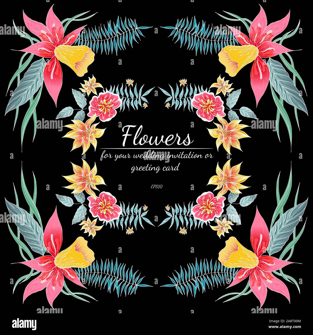 Ensemble de Tropical orchid dessinés à la main, images floral. Illustration du feuillage de la jungle. Jeu Floral. Dessin à la main. Vector collection, isolé. Nous printemps naturel Illustration de Vecteur