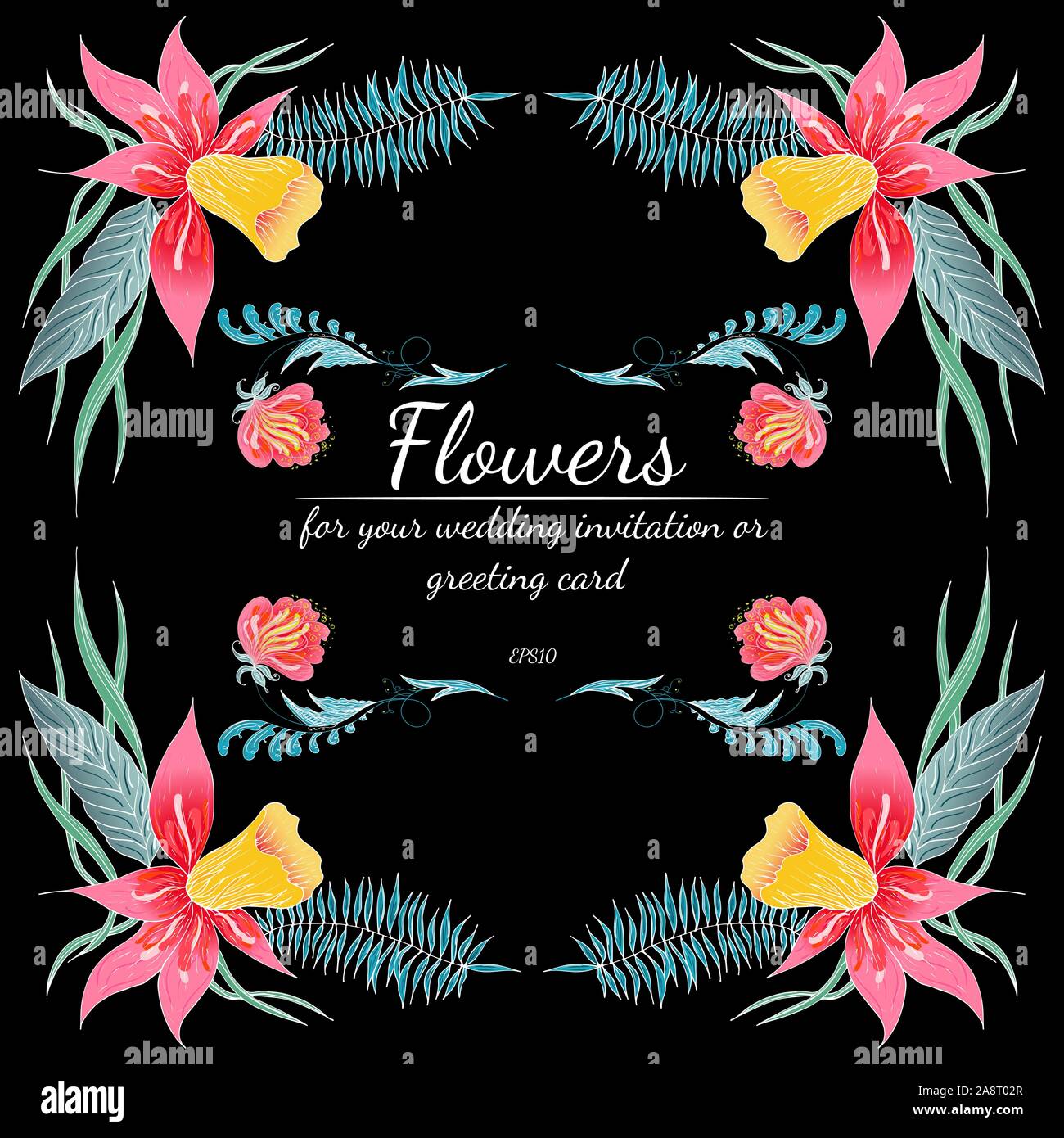 Ensemble de Tropical orchid dessinés à la main, images floral. Illustration du feuillage de la jungle. Jeu Floral. Dessin à la main. Vector collection, isolé. Nous printemps naturel Illustration de Vecteur