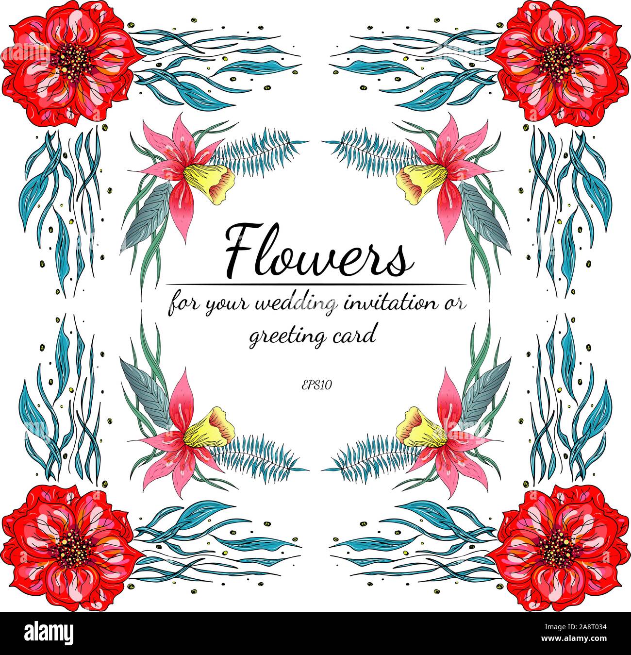 Ensemble de Tropical orchid dessinés à la main, images floral. Illustration du feuillage de la jungle. Jeu Floral. Dessin à la main. Vector collection, isolé. Nous printemps naturel Illustration de Vecteur