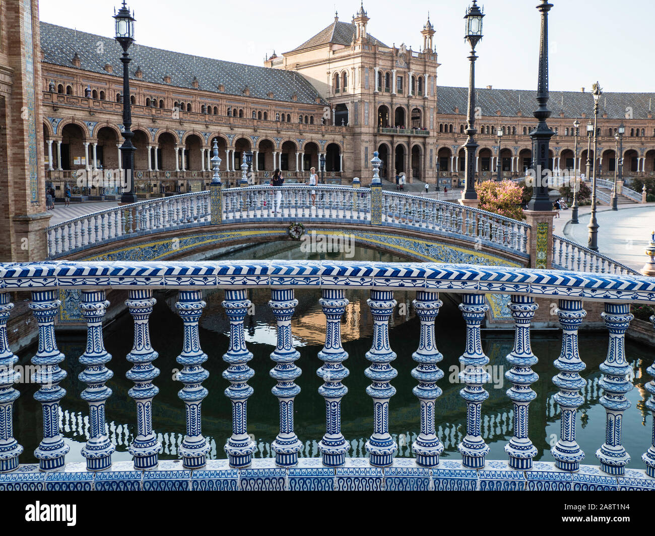 Plaza de España, Séville, Espagne -Carreaux garde-corps de pont Banque D'Images