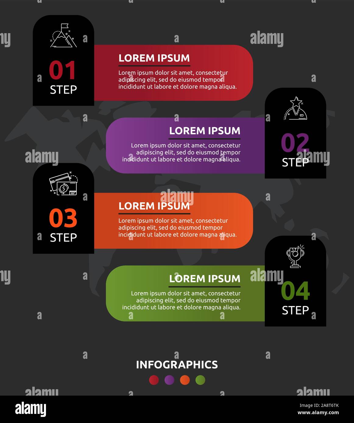 Infographie Vecteur Mod Le Sur Fond Noir Des Tiquettes Avec Le Texte