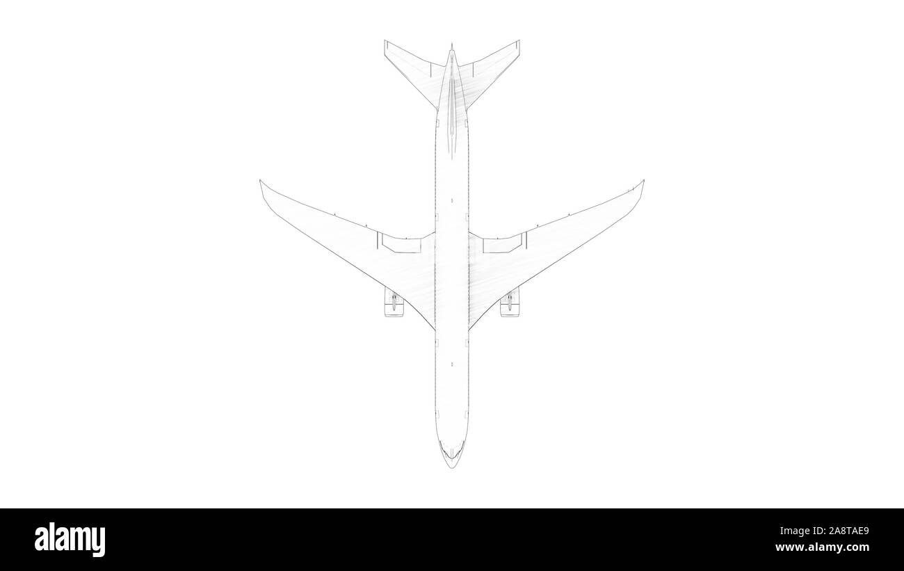 Le rendu 3D d'un jumbo jet avion commericial isolés dans White Banque D'Images