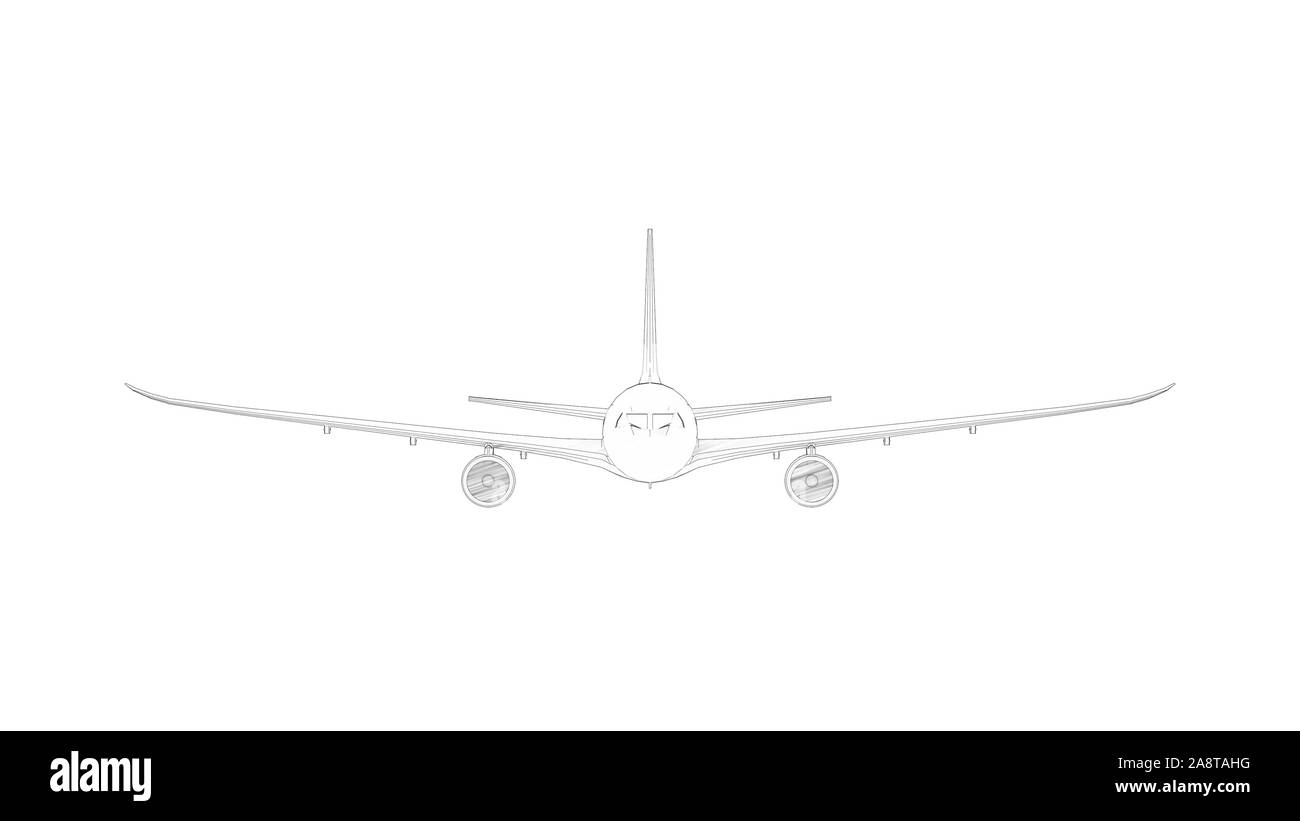 Le rendu 3D d'un jumbo jet avion commericial isolés dans White Banque D'Images