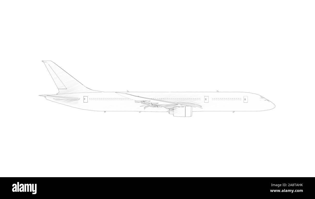 Le rendu 3D d'un jumbo jet avion commericial isolés dans White Banque D'Images