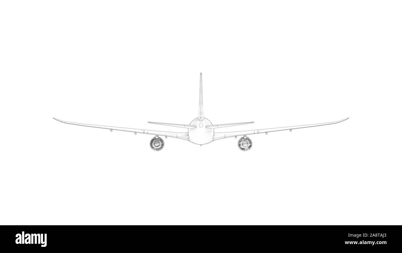 Le rendu 3D d'un jumbo jet avion commericial isolés dans White Banque D'Images