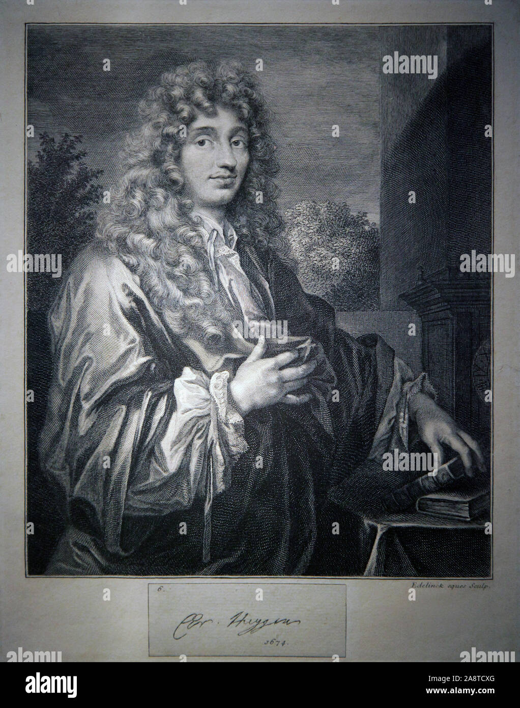 Christiaan Huygens (1629 -1695) mathématicien néerlandais astronome physicien. Dessin de Caspar Netscher (1639 – 1684), peintre de portraits et de genre néerlandais. Banque D'Images