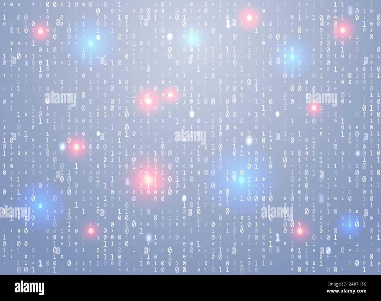 Code binaire Vector background avec mettent en évidence un élément important, l'erreur, la vulnérabilité du logiciel. Le Big Data et la programmation hacking, le décryptage Illustration de Vecteur