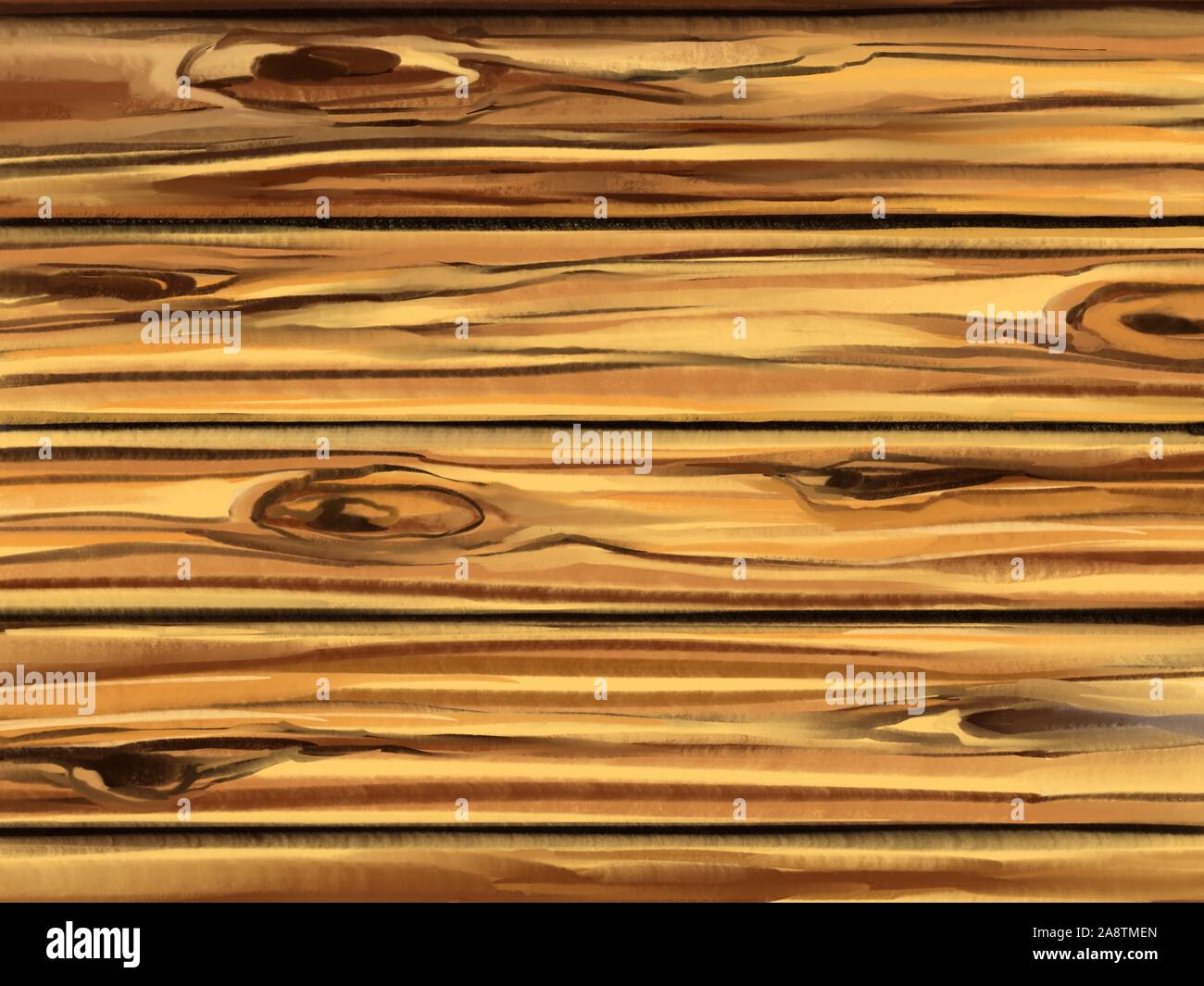 Wood texture mur arrière-plan, illustration de l'art peint à l'aquarelle. Banque D'Images