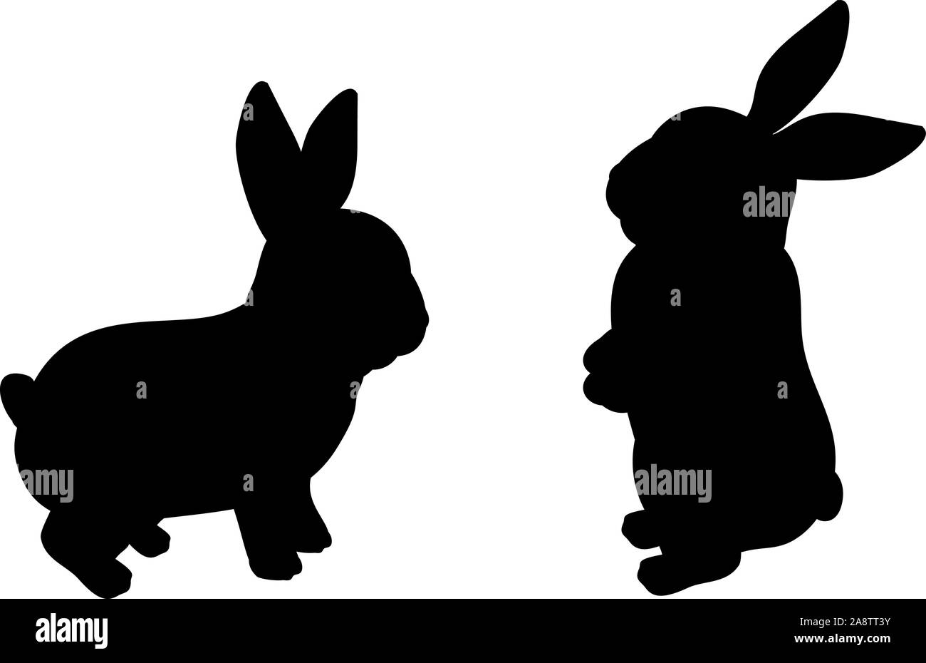Silhouette de deux petits lapins. Jolies jeunes animaux. Vector illustrator Illustration de Vecteur