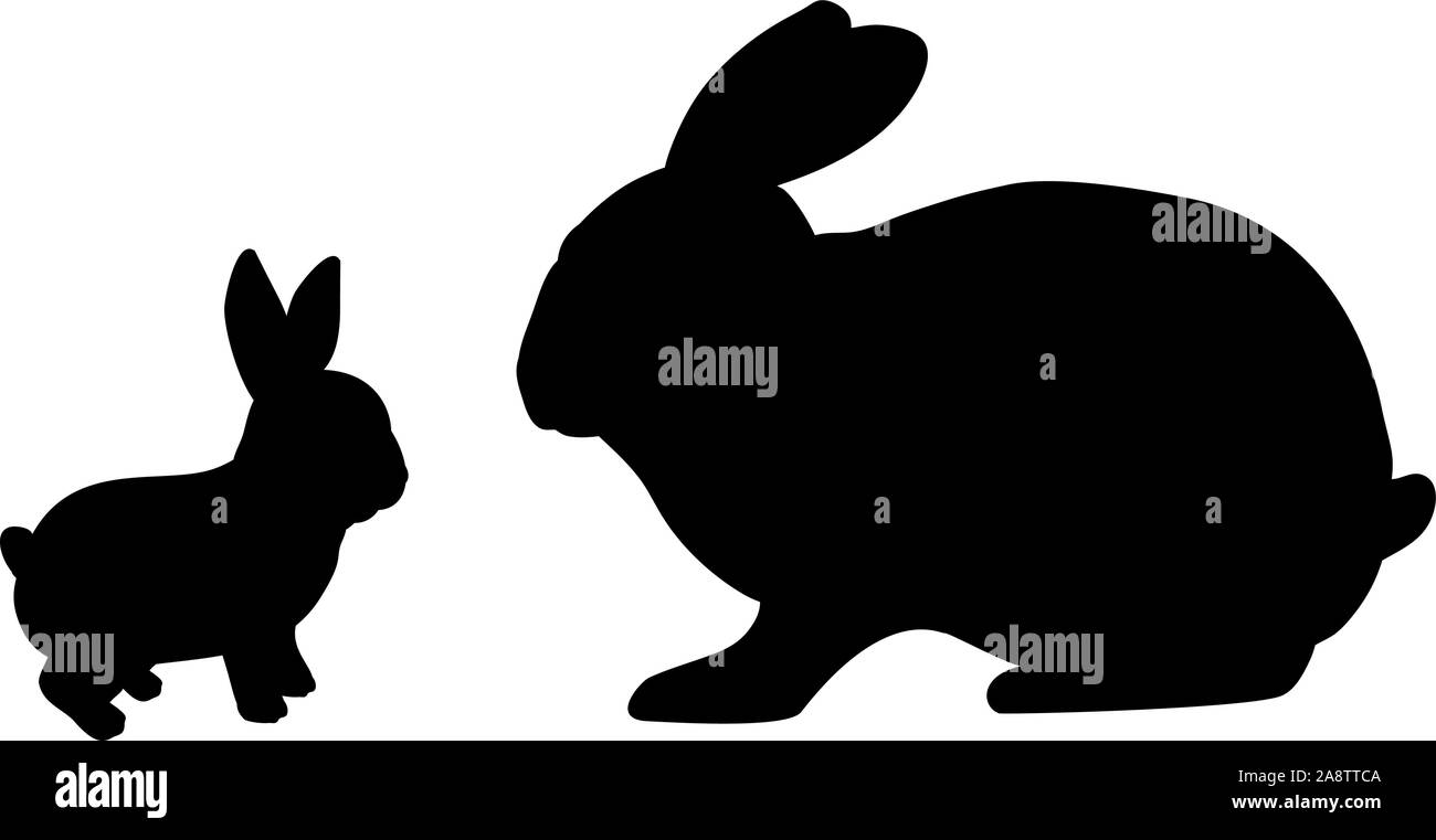 Silhouette de lapin et le petit lapin les jeunes. Vector illustrator Illustration de Vecteur