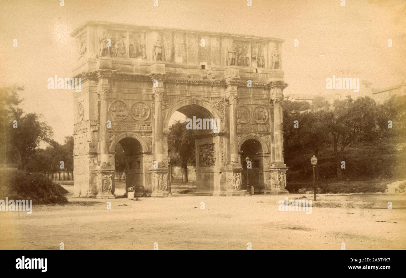 Constantine Arch, Rome, Italie 1880 Banque D'Images