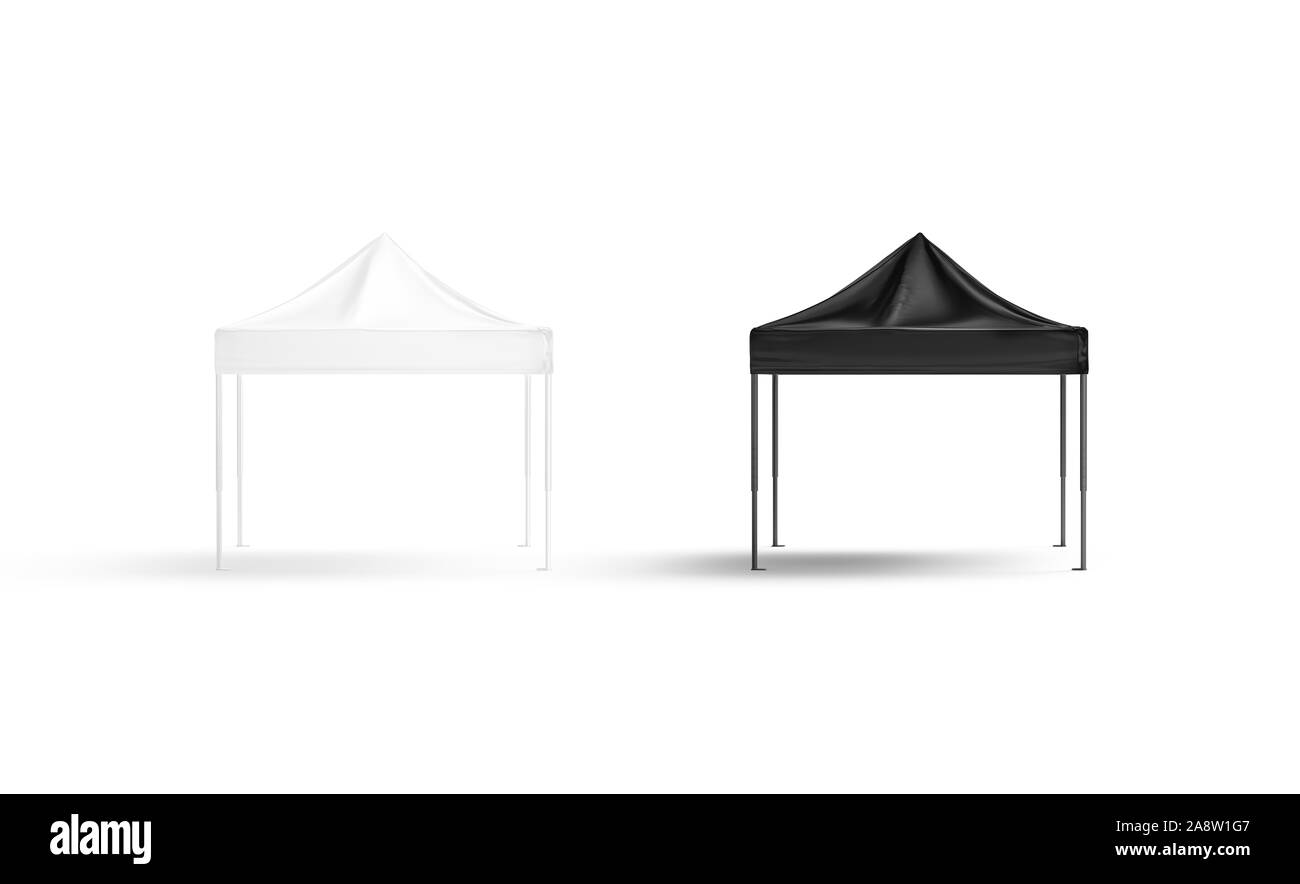 Maquette de tente à baldaquin noire et blanche, isolée Banque D'Images