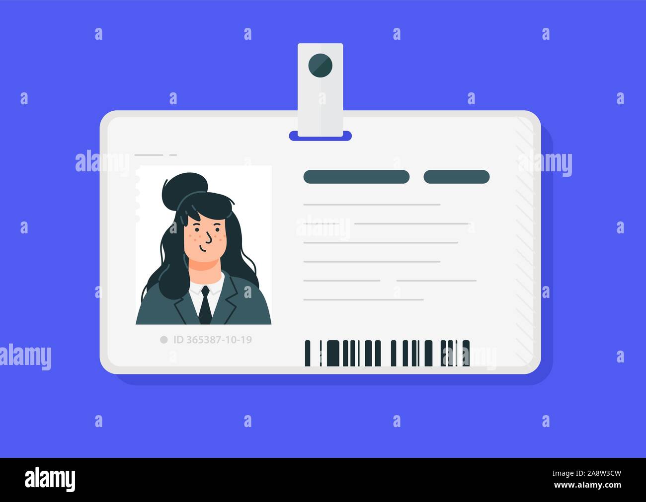 Femme en plastique les cartes d'identité. Vecteur. Permis de conduire voiture isolé sur un fond bleu. Télévision cartoon style. Étudiant, passe entreprise. Illustration de Vecteur