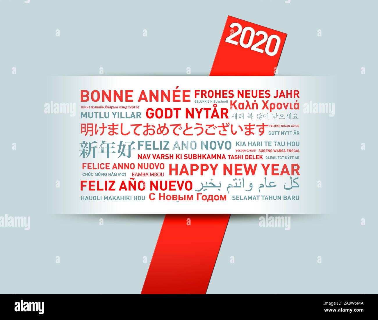 2020 Bonne année carte de voeux du monde entier dans différentes langues Banque D'Images