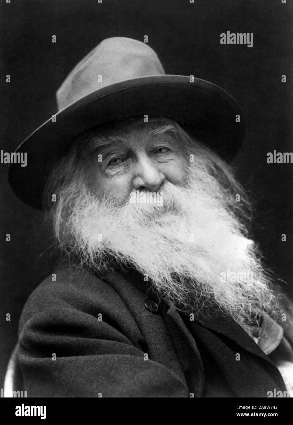 Vintage photo portrait de poète, essayiste et journaliste Walt Whitman (1819 - 1892). Circa 1887 Photo by Cox. Banque D'Images