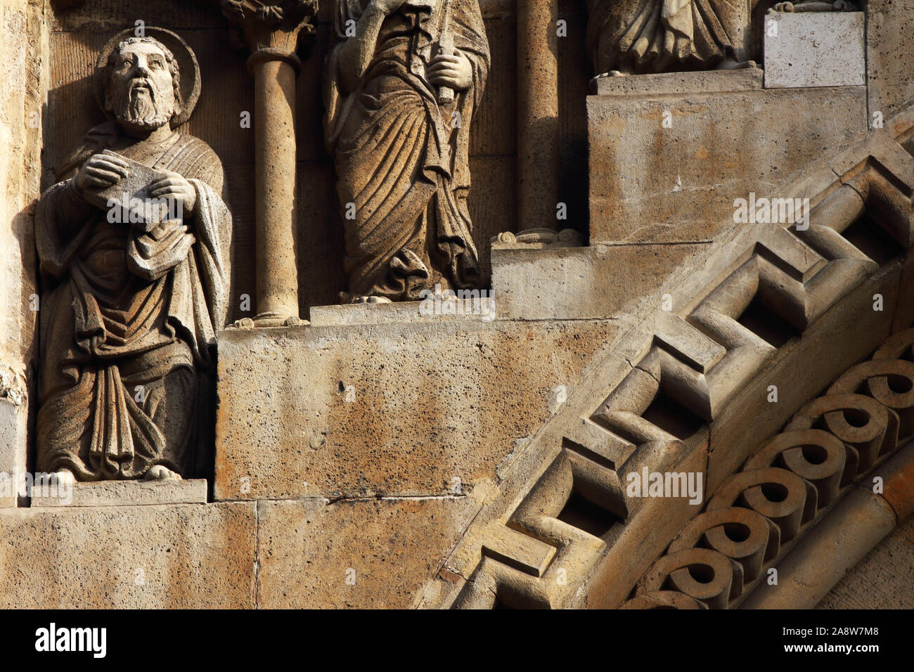 Détails du château Vajdahunyad, Budapest, Hongrie Banque D'Images