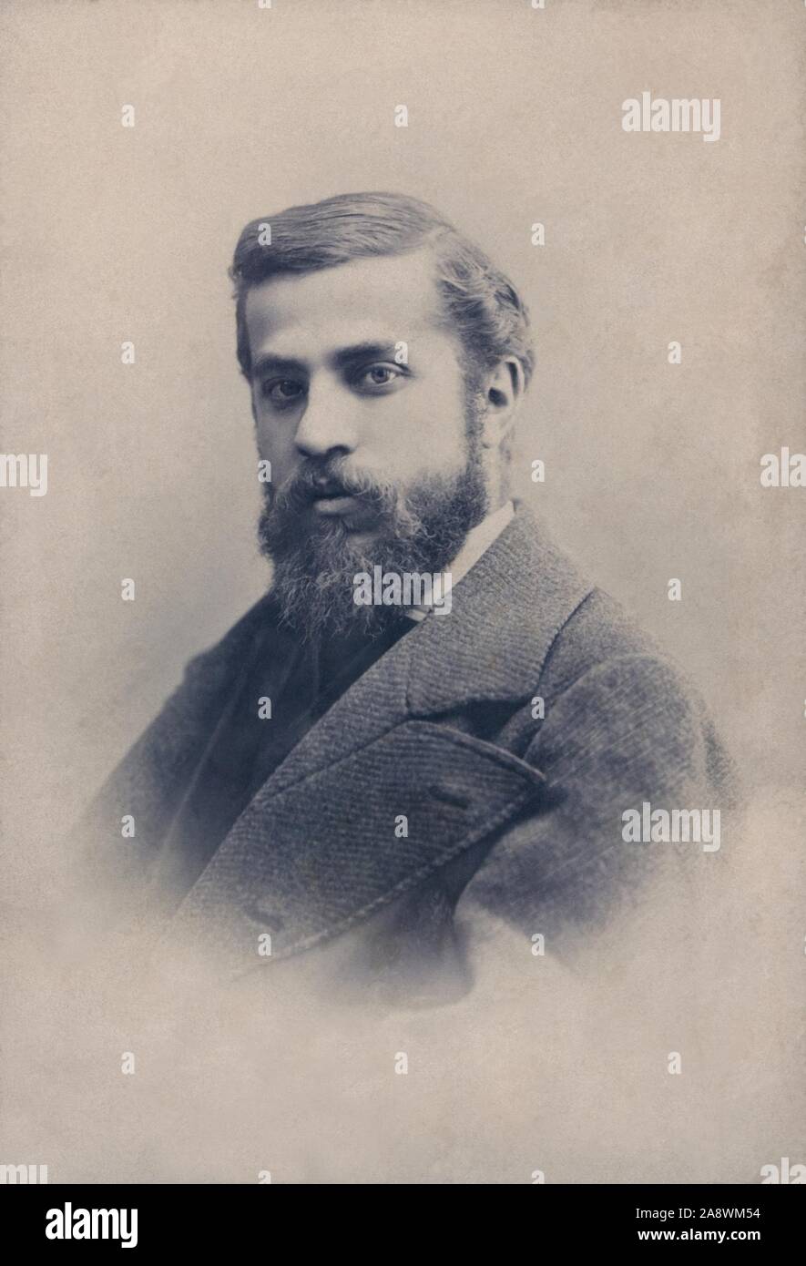 Portrait d'Antoni Gaudi, architecte catalan, vers 1883-1886. Auteur : PABLO AUDOUARD (1856-1918). Banque D'Images