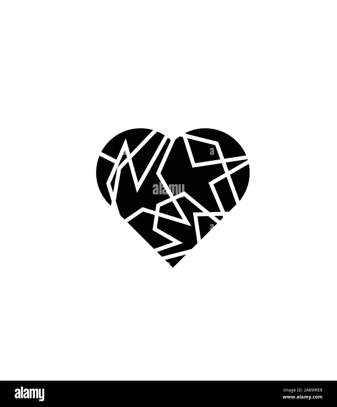 Icône de forme silhouette coeur brisé Illustration de Vecteur