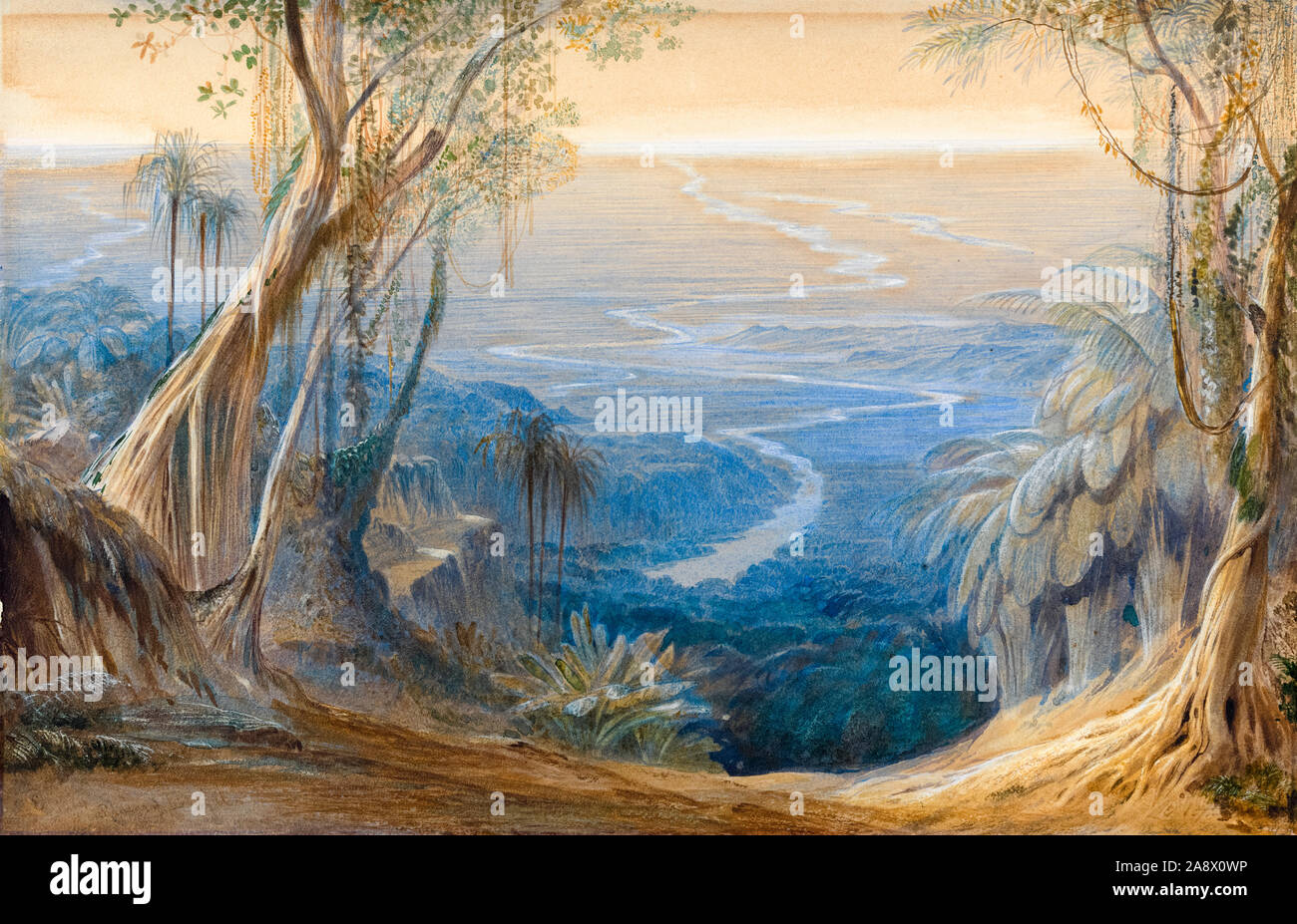 Edward Lear, Plaines du Bengale d'en haut Siligoree la peinture de paysage, 1874 Banque D'Images