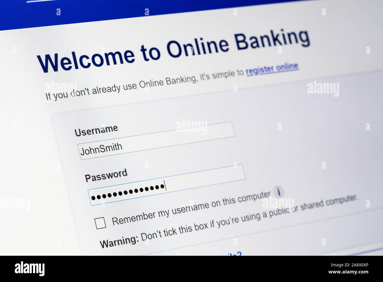 Un journal d'opérations bancaires sur Internet page web sur un écran d'ordinateur, UK Banque D'Images