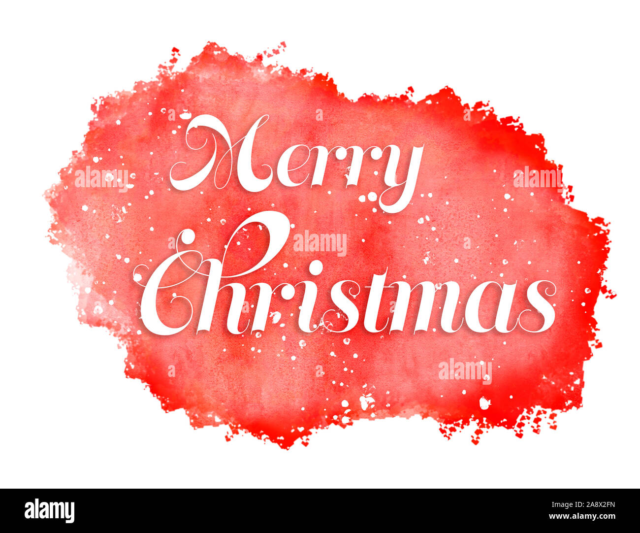 Red Cloud aquarelle splash sur fond blanc avec Joyeux Noël texte. Banque D'Images