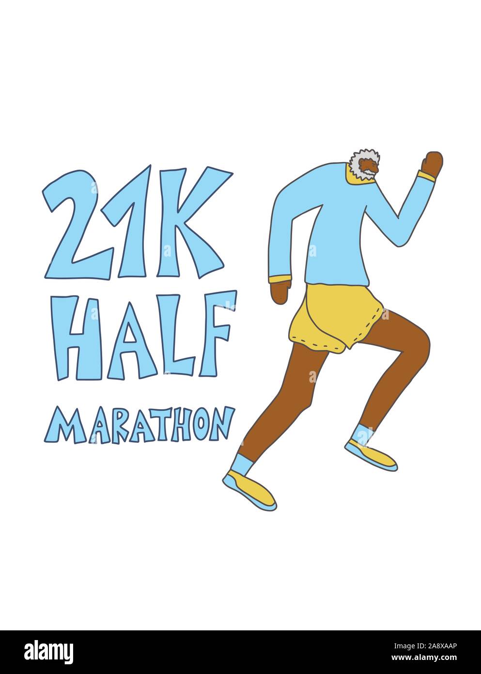 Texte semi-marathon 21K avec des canaux chauds. Vector illustration. Illustration de Vecteur