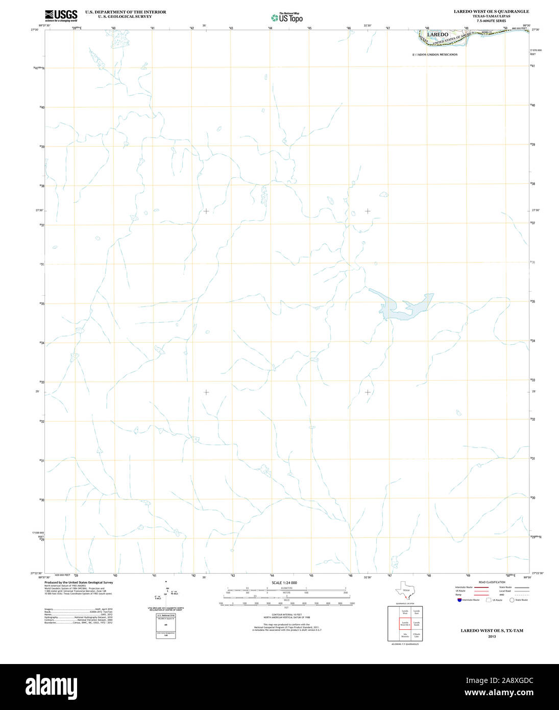 Carte TOPO USGS Texas TX Laredo West OE S 20130118 Restauration TM Banque D'Images