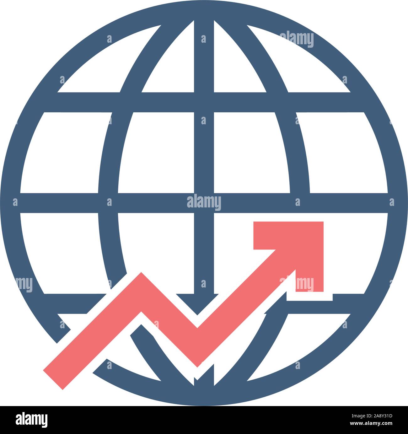 La réussite de l'entreprise monde flèche vers le haut, la finance corporate development concept. Stock Vector illustration isolé sur fond blanc. Illustration de Vecteur